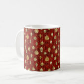 KERST ROOD MET GOUD KERSTFEESTVERSIERINGEN KOFFIEMOK (Voorkant links)