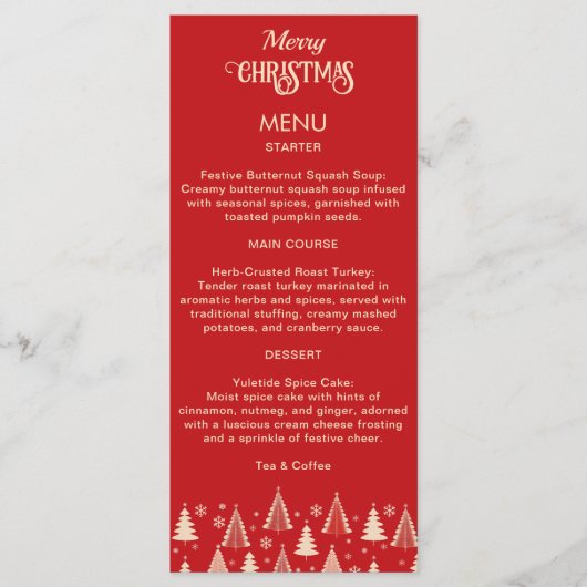 Kerst rood mideeuw retro bomen feestelijk menu (Voorkant)