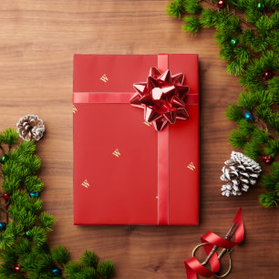 Kerst Rood Monogram Initiaal Cadeaupapier
