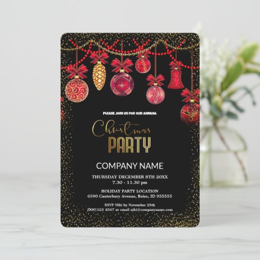 Kerst Rood  ornament diamanten Kaart (Staand voorkant)