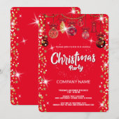 Kerst Rood ornament diamanten, sneeuwvlokken Kaart (Voorkant / Achterkant)