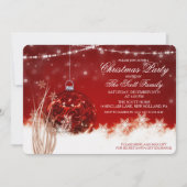 Kerst rood Ornament vakantie feestuitnodiging Kaart (Voorkant)