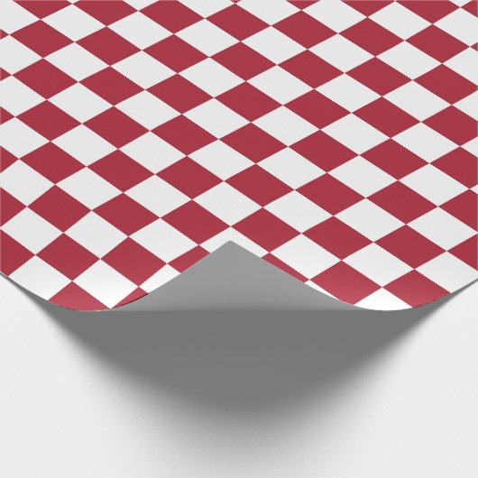 Kerst rood patroon geruit cadeaupapier (Hoek)