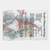 Kerst Rood Pet Gnome Familie Recept aandenken Theedoek (Horizontaal)