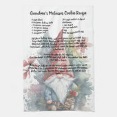 Kerst Rood Pet Gnome Familie Recept aandenken Theedoek (Verticaal)