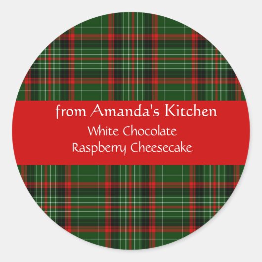 Kerst, Rood Plaid, Aangepast, Vakantie Stickers (Voorkant)