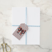 Kerst Rood Plaid Bow Gift Labels Cadeaulabel (Met Touw)