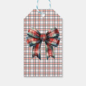 Kerst Rood Plaid Bow Gift Labels Cadeaulabel (Voorkant)