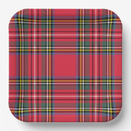 Kerst Rood Plaid Papier Borden Papieren Bordje