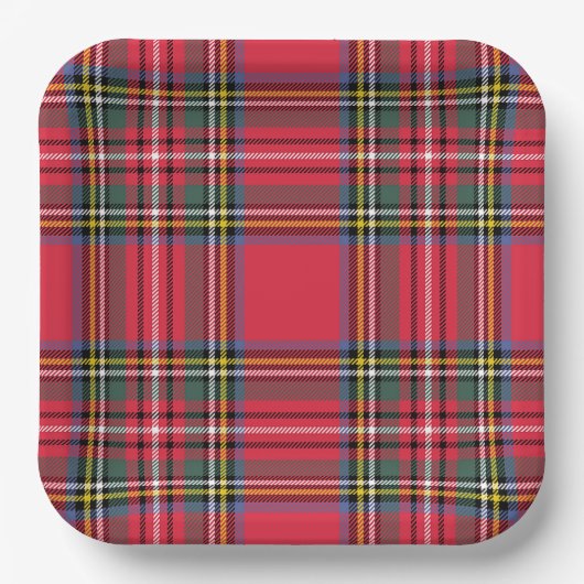 Kerst Rood Plaid Papier Borden Papieren Bordje (Voorkant)