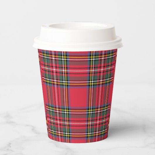 Kerst Rood Plaid Papier Cups Papieren Bekers (Achterkant)