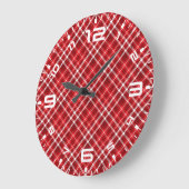 Kerst Rood Plaid Patroon Design-62667 Grote Klok (Hoek)
