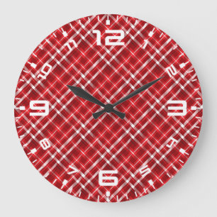 Kerst Rood Plaid Patroon Design-62667 Grote Klok