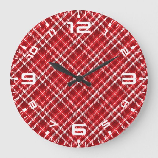 Kerst Rood Plaid Patroon Design-62667 Grote Klok (Voorkant)