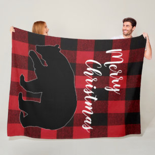 Kerst Rood Plaid Zwart Beer Fleece Deken