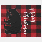Kerst Rood Plaid Zwart Beer Fleece Deken (Voorkant (Horizontaal))
