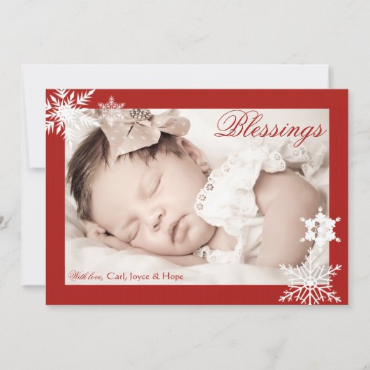 Kerst rood rand foto kaart (Voorkant)