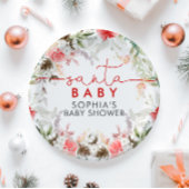Kerst Rood & Roze Bloemen Baby shower Ronde Sticker
