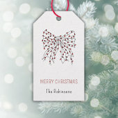 Kerst Rood String Light Bow Minimal Doodle Cadeaulabel