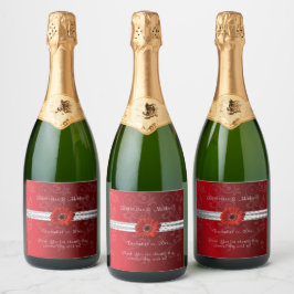 Kerst rood, vakantie / bruiloft sparkling wijnetiket