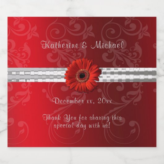 Kerst rood, vakantie / bruiloft sparkling wijnetiket (Enkel label)