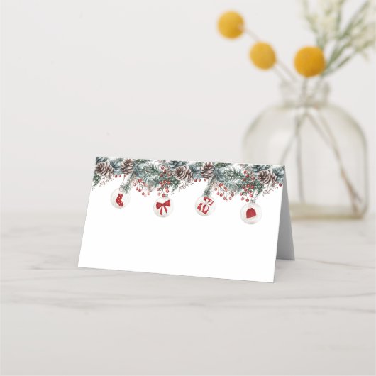 Kerst rood vrolijk klein Baby shower Plaatskaartje (Voorkant)