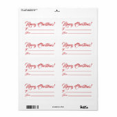 Kerst rood wit aan van blanco manuscript elegant etiket (Full Sheet)