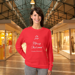 Kerst rood wit business logo naam handtekening t-shirt