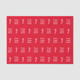 Kerst Rood & Wit Candy Cane Business Logo Tissuepapier