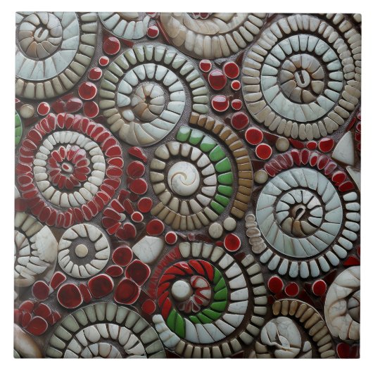 Kerst Rood Wit en Groen Marmer Abstract Tegeltje (Voorkant)