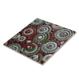 Kerst Rood Wit en Groen Marmer Abstract Tegeltje