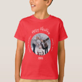 Kerst rood wit familie foto namen t-shirt (Voorkant)