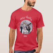 Kerst rood wit familie foto namen t-shirt (Voorkant)