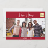 Kerst rood wit foto bedrijf logo feestdagenkaart (Voorkant)