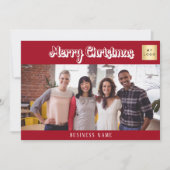 Kerst rood wit foto bedrijf logo feestdagenkaart (Voorkant)