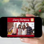 Kerst rood wit foto bedrijf logo feestdagenkaart