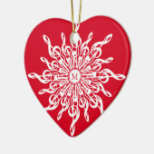 Kerst Rood Wit G-Clef Sneeuwvlok Monogram Keramisch Ornament (Links)