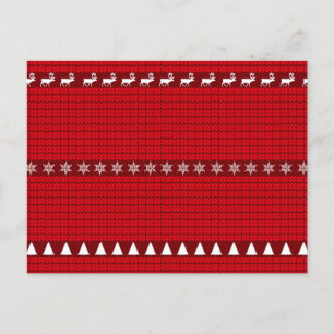 Kerst Rood Wit Gebreide Trui Feestdagenkaart