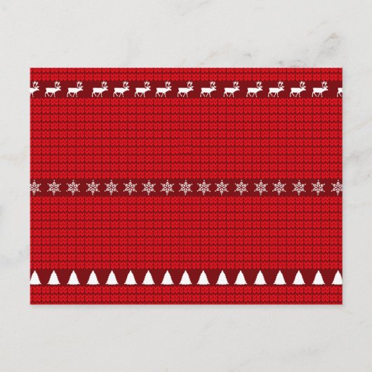 Kerst Rood Wit Gebreide Trui Feestdagenkaart (Voorkant)