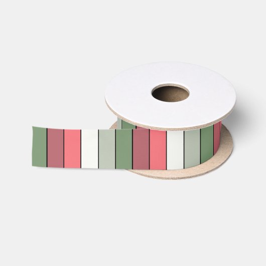 Kerst Rood Wit Groen Kleur op getextureerd papier Satijnen Lint (Spoel)