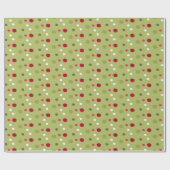 Kerst Rood, Wit Groen Stippen met Groene Achtergro Cadeaupapier (Vlak)