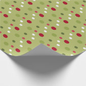 Kerst Rood, Wit Groen Stippen met Groene Achtergro Cadeaupapier (Hoek)