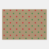 Kerst rood wit groen zwart kraft polka stippen inpakpapier vel (Voorkant 3)