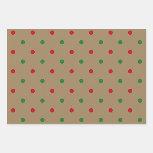 Kerst rood wit groen zwart kraft polka stippen inpakpapier vel (Voorkant 3)