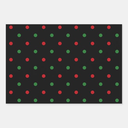 Kerst rood wit groen zwart kraft polka stippen inpakpapier vel (Voorkant 2)