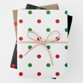 Kerst rood wit groen zwart kraft polka stippen inpakpapier vel (In situ)