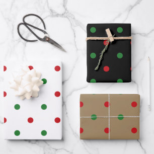Kerst rood wit groen zwart kraft polka stippen inpakpapier vel