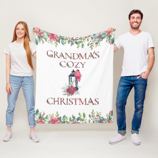 Kerst Rood, Wit Oma's Gezellige Fleece Deken (In situ)