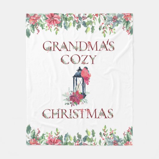 Kerst Rood, Wit Oma's Gezellige Fleece Deken (Voorkant)