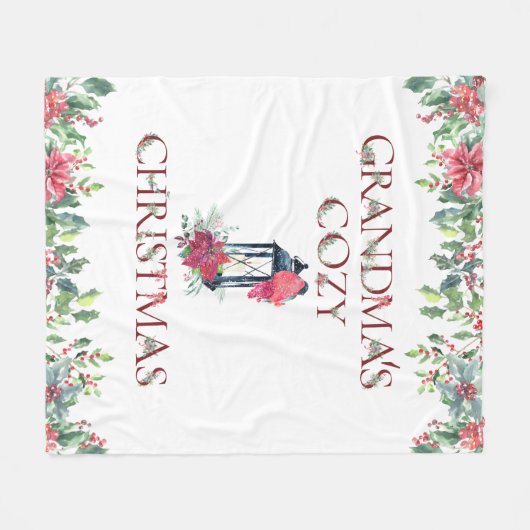 Kerst Rood, Wit Oma's Gezellige Fleece Deken (Voorkant (Horizontaal))